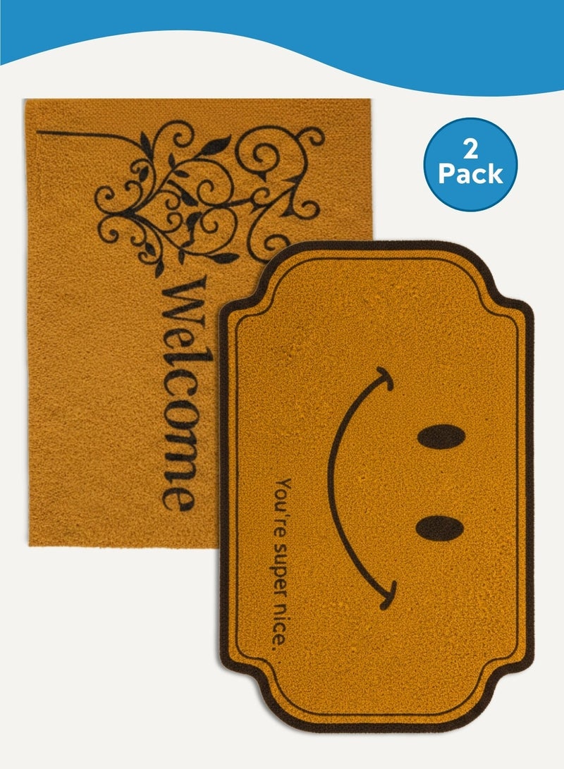 2 Pack Door Mat Outdoor Indoor, Waterproof Anti-Slip Durable Rubber Doormat Low-Profile Design Floor Front Doormat Rugs for Entryway - Image 2